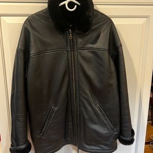 Black bomber leather jacket